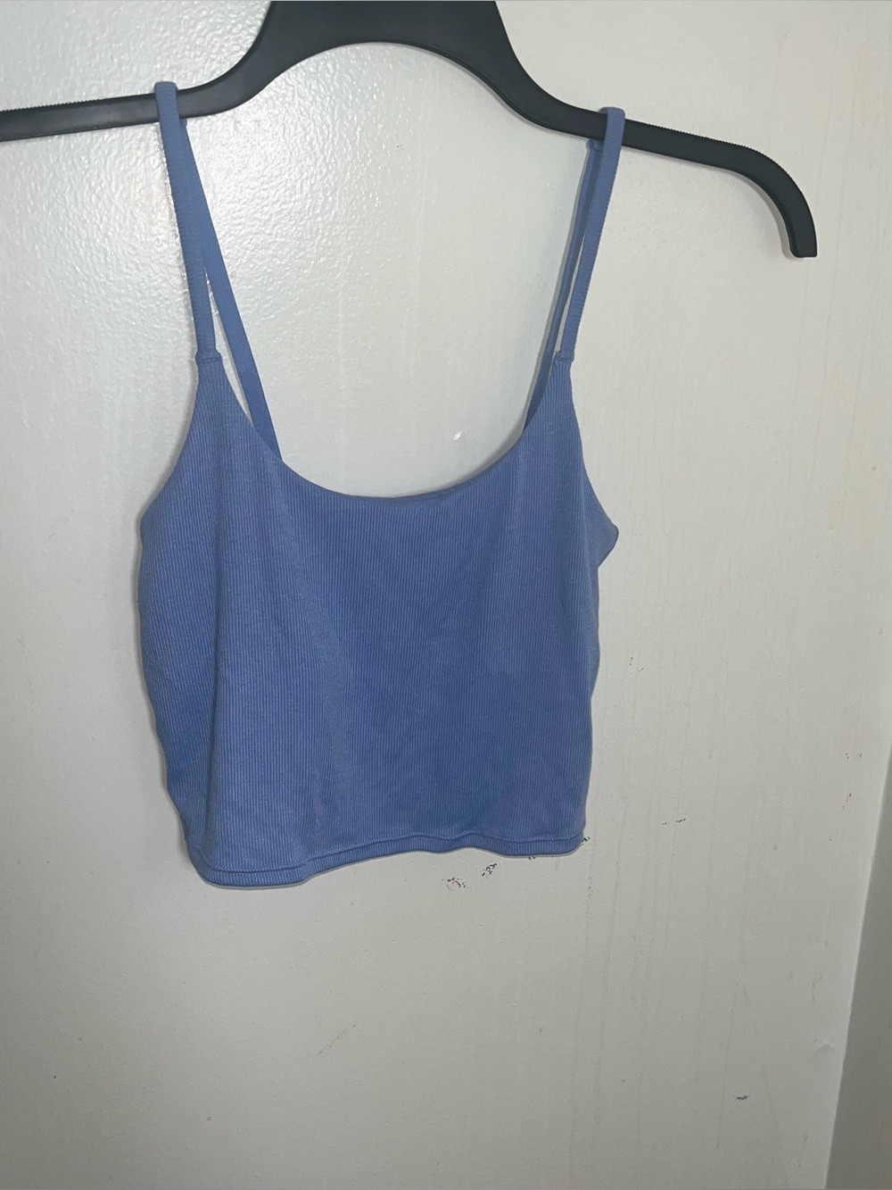 ONLY Blue ribbed cropped cami tank top